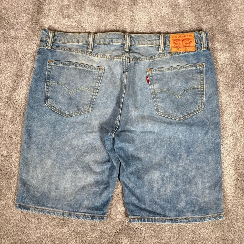 Levis 511 Jean Shorts Mens 42 Light‎ Blue Denim Faded Stretch Skater